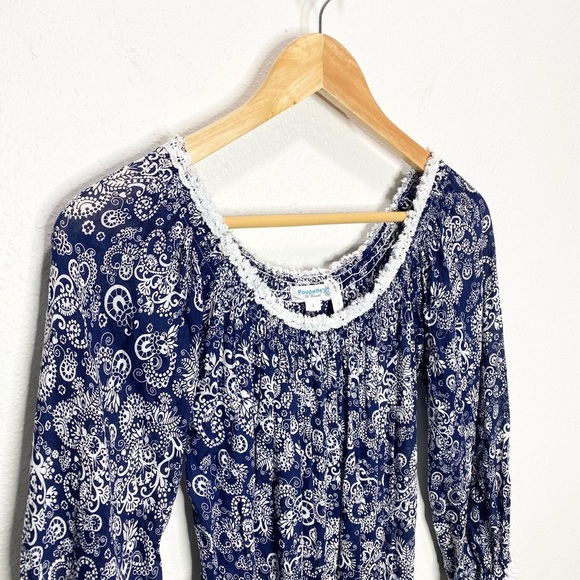 Poupette St. Barth Luxe Resort Off-Shoulder Dress In Blue/White 2 - Picture 6 of 9